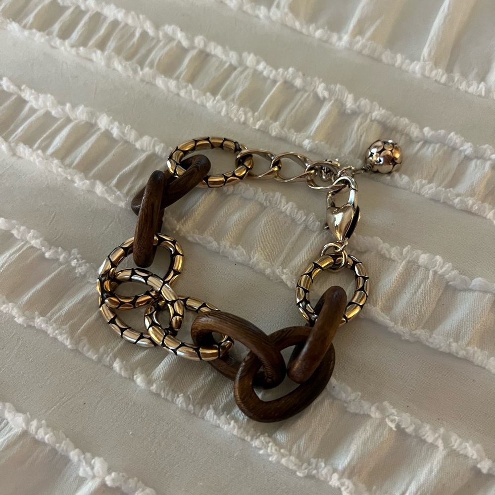 Brighton Rose Gold and Wooden Link Bracelet